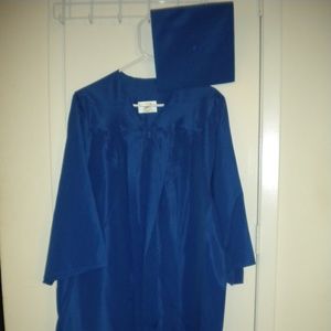 Blue graduation gown and cap